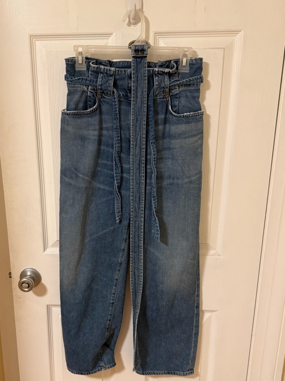 Barneys New York High-Waist Paperbag Blue Jeans